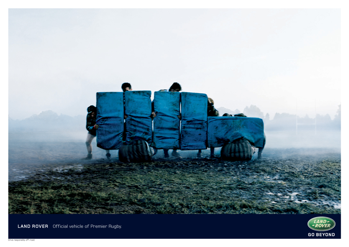 Land Rover. The official vehicle of Premier Rugby: Tackle Pads